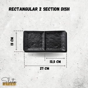 Platou rectangular cu 2 compartimente Slate Stone 27 x 13 cm - 661135 - Img 3