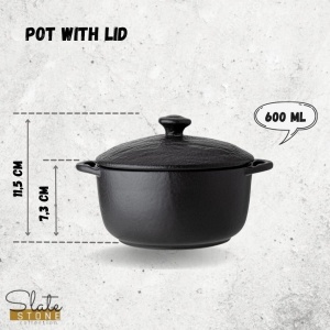 Vas cuptor cu capac portelan Wilmax Slate Stone 18 cm - Img 3