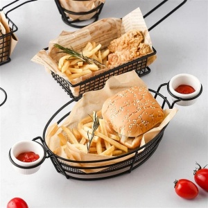 Coș de servire metalic cu 2 ramekin Horecano 37 x 17 x h6 cm - Img 2