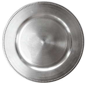 Farfurie suport cu margine in relief polipropilena ( charger ) Silver 33 cm