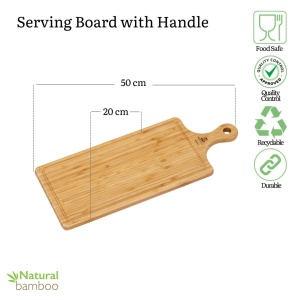 Platou lemn servire cu maner Wilmax England 50 x 20 cm 771135 - Img 3