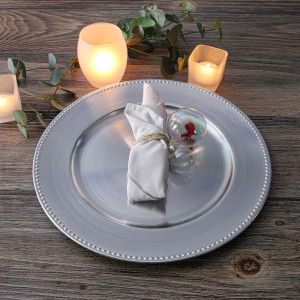 Farfurie suport cu margine in relief polipropilena ( charger ) Silver 33 cm - Img 2
