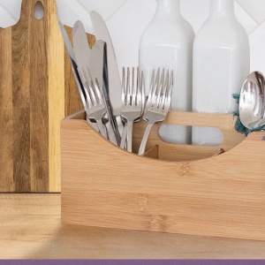 Suport lemn Bamboo 4 compartimente 25 x 18 cm - 16260 - Img 2
