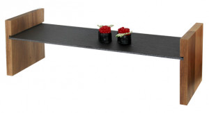 Suport servire din lemn cu placa ardezia 43x15xH 0.4 cm