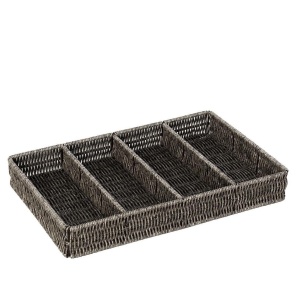 Suport tacamuri cu 4 compartimente Rattan Grey 40 x 26 cm KOD236