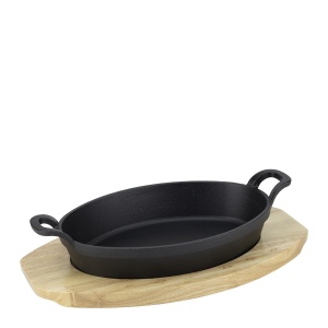 Vas servire fonta cu suport lemn 24 x 17 cm - 982269