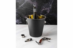 Frapieră șampanie , vin , cu 2 inele Cosy&Trendy Black 21 x (H) 21 cm - Img 2