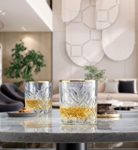 Pahare rocks Pasabahce Timeless Gold 345 ml - 52790GD - Img 2