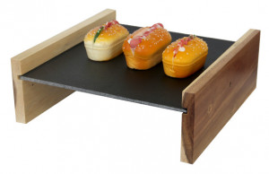 Suport servire din lemn cu placa ardezia 27 x 10 x H 1.5 cm
