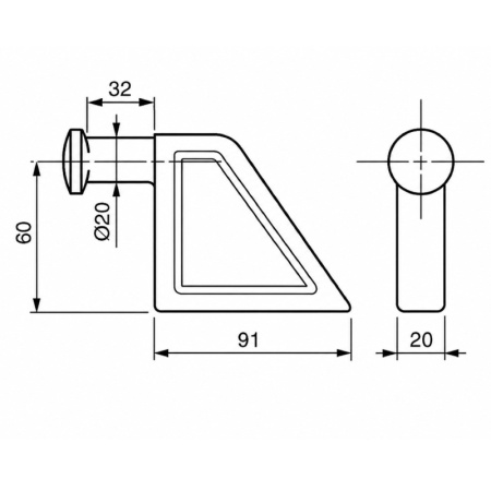 Parte fixa inchizator oblon spate Ø 20 - schita