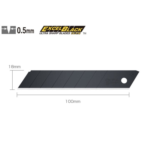 LBB-30B Set 30 lame cutter negre segmentate 18 mm, Olfa