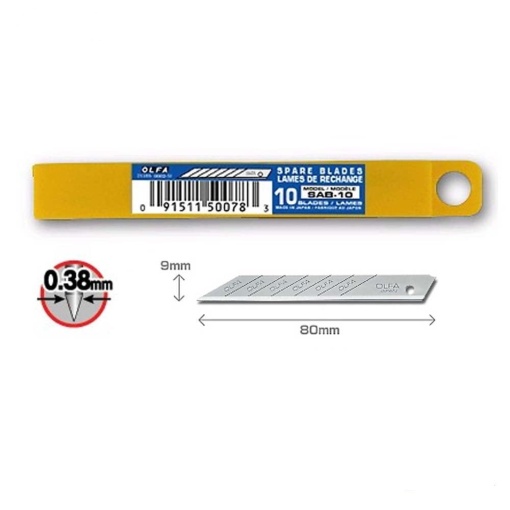 SAB-10 Set 10 lame segmentate inox 9 mm, Olfa