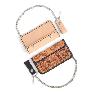 Kit portofel Biker cu lant din otel, din piele vegetala Tandy Leather, 17,8 x 9,8 cm - Img 5