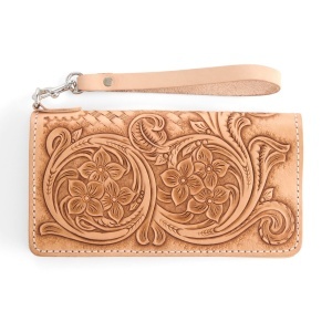 Kit portofel mare Gibson din piele Tandy Leather, cu fermoar si bareta de mana - imagine 7