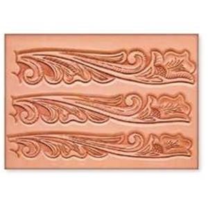 Sablon reutilizabil Craftaid, model curea cu volute florale (Floral Belt) pentru modelaj piele - Tandy Leather 76539-00 - Img 3