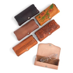 Kit toc de ochelari din piele vegetala Tandy Leather, cu capsa magnetica - imagine 2