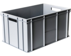 Ladă depozitare din plastic etanșă Wibo Eurobox 600x400x320 mm gri, cu mânere - Img 2