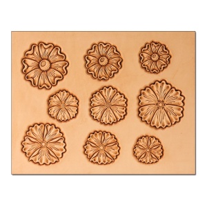 Sablon reutilizabil Craftaid, model flori nr. 1 (Flowers #1) pentru modelaj piele - Tandy Leather 76618-00 - Img 4