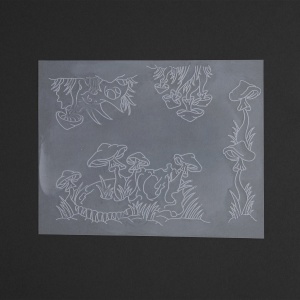 Sablon reutilizabil Craftaid, model fosile si ciuperci (Fossil Fungi) pentru modelaj piele - Tandy Leather 76657-00 - Img 2