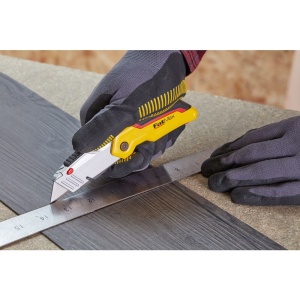 Stanley 0-10-825, Cutter FatMax pliabil cu lama retractabila, 160mm + 3 lame trapezoidale 62mm - Img 12