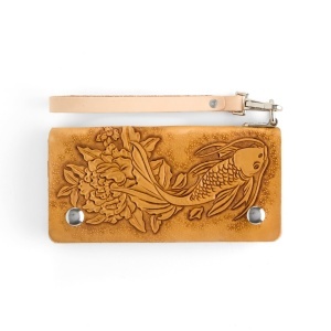 Kit portofel Roper cu capse din piele vegetala Tandy Leather, cu fermoar, 9,5 x 19 cm - imagine 4
