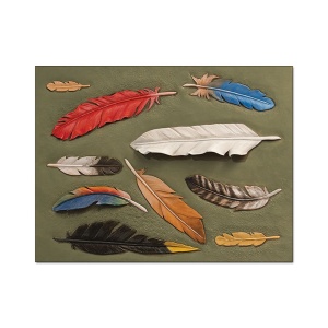 Sablon reutilizabil Craftaid, model pene (Feathers) pentru modelaj piele - Tandy Leather 76631-00 - Img 3