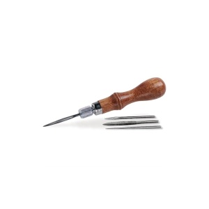 Set sula Craftool 4 in 1 cu maner din lemn si 4 lame - Tandy Leather 3209-00 - Img 3
