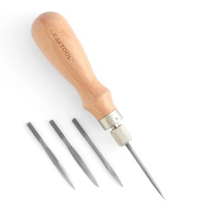 Set sula Craftool 4 in 1 cu maner din lemn si 4 lame - Tandy Leather 3209-00 - Img 2
