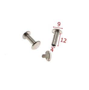 Surub din alama nichelata 12 mm pentru pielarie