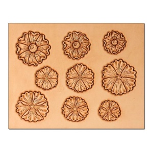 Sablon reutilizabil Craftaid, model flori nr. 1 (Flowers #1) pentru modelaj piele - Tandy Leather 76618-00 - Img 2