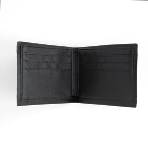Interior de portofel slim din piele de vitel neagra Tandy Leather, 8 buzunare carduri, cu sablon - imagine 3