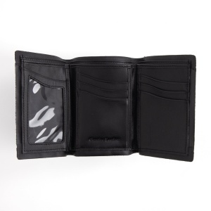 Interior de portofel tri-fold din piele de vitel neagra Tandy Leather, 10 buzunare carduri, cu sablon - imagine 3