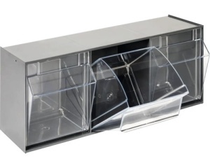 Organizator industrial cu 3 recipiente transparente 600 x 242 x 163 mm