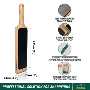 Strop din piele cu doua fete BeaverCraft LS1P1 (380 mm, 230x80 mm) cu pastă de polisat - Img 10