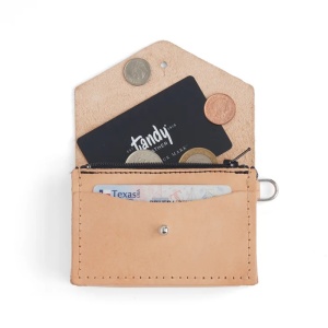 Kit portofel clasic pentru carduri si monede din piele Tandy Leather, cu fermoar si inel D - Img 5
