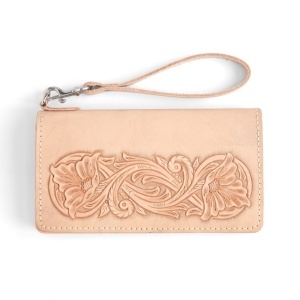 Kit portofel mare Gibson din piele Tandy Leather, cu fermoar si bareta de mana - imagine 3