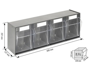 Organizator industrial cu 4 recipiente transparente 600 x 207 x 137 mm - Img 6