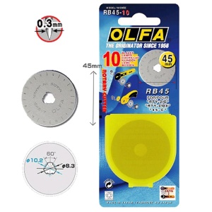 RB-45-10 Set 10 lame cutter rotativ 45 mm ,Olfa - Img 2