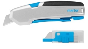 Cutter de siguranta Martor Secupro 625 625001 cu lama trapezoidala nr. 60099, blister