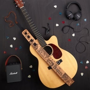 Kit curea de chitara din piele vegetala Tandy Leather, reglabila 114–147 cm - imagine 3