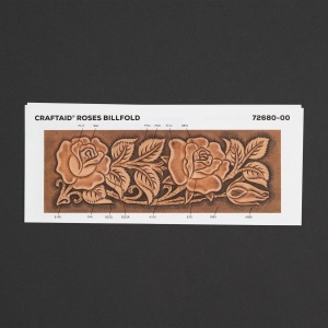 Sablon reutilizabil Craftaid, model portofel cu trandafiri (Roses Billfold) pentru modelaj piele - Tandy Leather 72680-00
