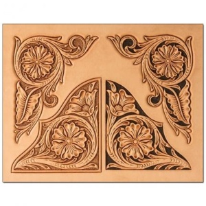Sablon reutilizabil Craftaid, model colturi florale (Floral Corners) pentru modelaj piele - Tandy Leather 76617-00 - Img 3