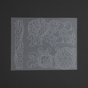 Sablon reutilizabil Craftaid, model floral vintage (Vintage Floral) pentru modelaj piele - Tandy Leather 76658-00 - Img 2