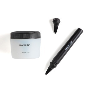 Set creion cu rola si stilus si sticla de silicon pentru vopsit margini piele Craftool - Tandy Leather 3438-00 - Img 2