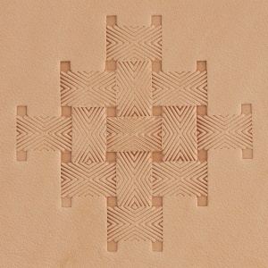 Stanta de embosare din alama, model impletitura lattice cu linii (Lined Lattice Weave) - Tandy Leather 8900-44 - Img 2