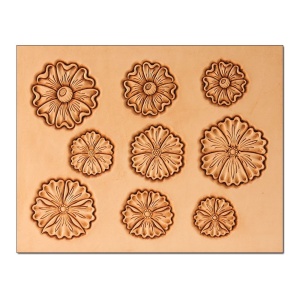 Sablon reutilizabil Craftaid, model flori nr. 1 (Flowers #1) pentru modelaj piele - Tandy Leather 76618-00 - Img 5
