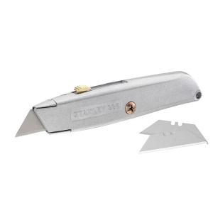 Stanley 2-10-099, Cutter metalic 99E cu lama retractabila, 160mm + 3 lame trapezoidale 62mm