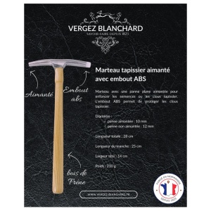 Ciocan magnetic pentru tapiterie Vergez Blanchard cu cap ABS 10 mm - Img 8