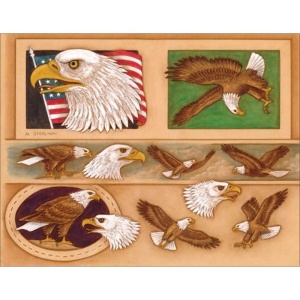 Sablon reutilizabil Craftaid, model vultur: portofel, curea si catarama (Eagle Billfold, Belt & Buckle) pentru modelaj piele - Tandy Leather 76536-00 - Img 3