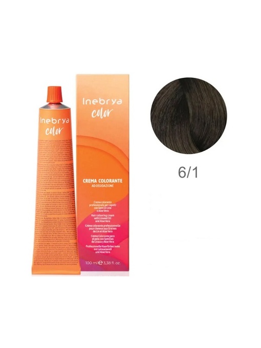 Vopsea inebrya 100 ml - 6/1 (blond inchis cu reflex de cenusiu)